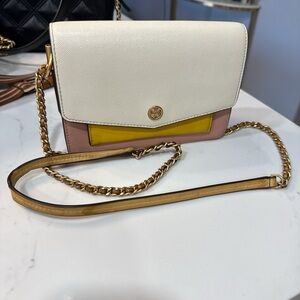 Tory Burch White, Yellow, and Pink Crossbody Bag